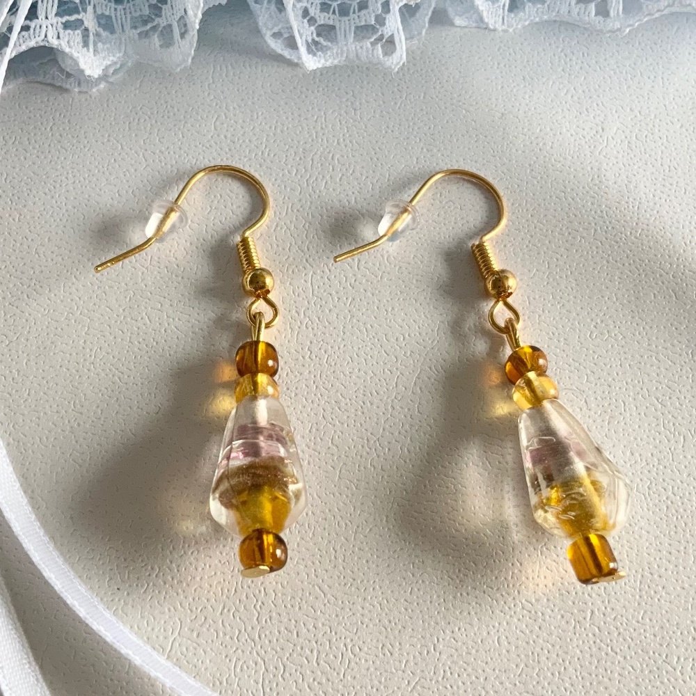 New Handmade Boho Czech Glass Beaded Dangle/Drop Earrings